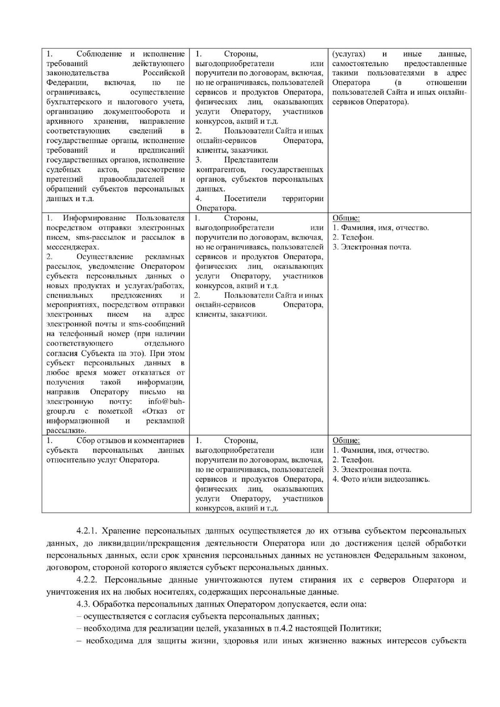 Политика в отношении обработки персональных данных — лист 4 из 7